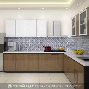 Tủ bếp gỗ công nghiệp chữ L - TBL04