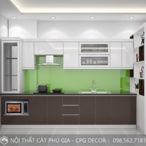 Tủ bếp gỗ công nghiệp chữ I - TBI02