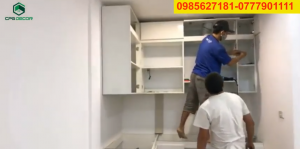 Đội ngũ nhân viên đang tiến hành thi công nội thất