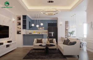 Phòng khách tổ chức hợp lý, sang trọng, tinh tế