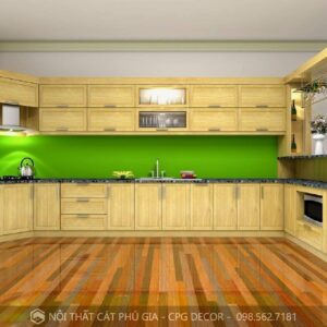 Tủ bếp gỗ sồi tự nhiên -TBS03