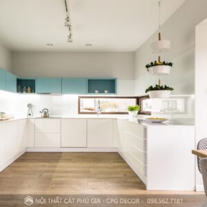 Tủ bếp gỗ công nghiệp chữ U - TBU01