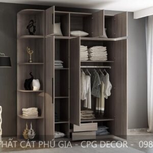 Tủ áo gỗ công nghiệp có kệ trang trí-TA11