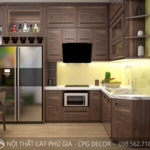 Tủ bếp gỗ óc chó - TBOC24