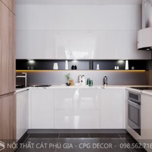 Tủ bếp gỗ công nghiệp chữ U - TBU04