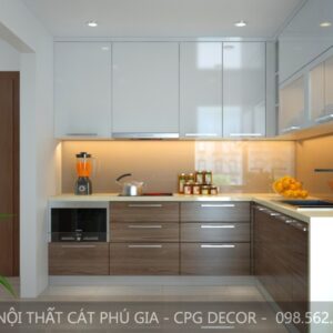 Tủ Bếp Gỗ Công Nghiệp Melamine - TB23