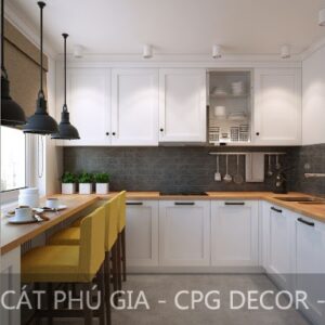 Tủ bếp gỗ công nghiệp chữ U - TBU02